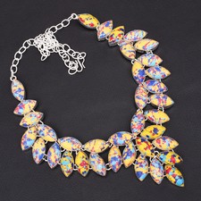 Colar grande feito à mão de pedra preciosa de jaspe mosaico 92 gms LBN-7123 comprar usado Colar grande feito à mão de pedra preciosa de jaspe mosaico 92 gms LBN-7123 comprar usado  Enviando para Brazil