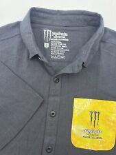 Camisa masculina MONSTER ENERGY DRINK reabilitação botão bolso amarelo preta pequena comprar usado  Enviando para Brazil