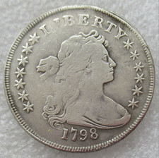 Moeda de prata busto drapeado Liberty 1798 US$ 1 dólar, usado comprar usado  Enviando para Brazil