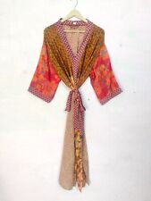 Vestido de seda indio reciclado para mujer kimono playa fiesta bikini encubierto novia SR-402 segunda mano  Embacar hacia Mexico