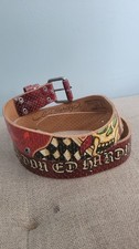 Cinto de couro genuíno raro vintage Ed Hardy por Christian Audigier feito à mão Y2k, usado comprar usado  Enviando para Brazil