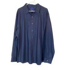 Camisa masculina Apt.9 Premier Flex azul marinho listrada gola fina com botões tamanho XXL comprar usado  Enviando para Brazil
