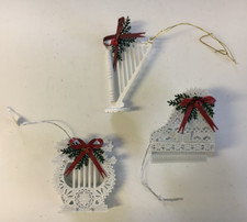 Usado, 3 instrumentos musicais vintage metal branco enfeite de Natal piano lira harpa Taiwan comprar usado  Enviando para Brazil