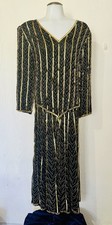 Vestido Cleópatra Preto Vintage Pam Imports Lantejoulas Douradas Frisado 100% Seda Médio comprar usado  Enviando para Brazil