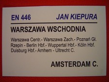WARSZAWA WSCHODNIA-AMSTERDAM C. – EN 446-EN 447 – JAN KIEPURA - Znak jazdy pociągu, używany na sprzedaż  Wysyłka do Poland