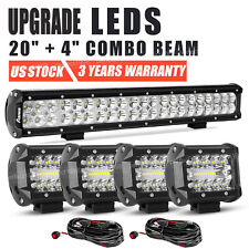 Barra de luz de trabalho LED combo 20 polegadas + 4x 4"" cube pods condução offroad + 2x fiação comprar usado  Enviando para Brazil