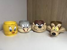 Vintage 1992/93 Looney Tunes 3D Figural Face Canecas Copos Plástico TAZ, TWEETY, WILE comprar usado  Enviando para Brazil