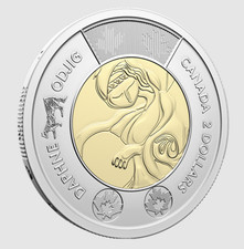 2025 Canadá $2 Toonie Daphne Odjig vida e arte - reverso simples - do rolo comprar usado  Enviando para Brazil