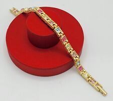 Pulseira vintage elos de tênis quadrado pastel strass corrente elo tom dourado comprar usado  Enviando para Brazil