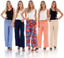 Senhoras De Linho calças Calças feminino de férias Elástica Verão Casual Calças comprar usado  Enviando para Brazil