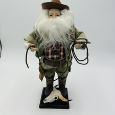 Usado, Boneca de Papai Noel Estatueta Western Cowboy 13" Botas de Corda Chapéu Couro Denim Raro Vintage comprar usado  Enviando para Brazil