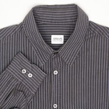 Usado, Camisa social masculina Armani Collezioni L 17/37 cinza listra azul algodão botão frontal comprar usado  Enviando para Brazil