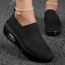 Tênis feminino caminhada corrida malha plataforma slip-on almofada de ar sapatos de ginástica comprar usado  Enviando para Brazil