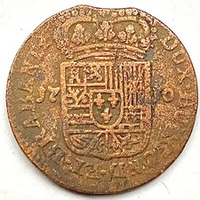 Moneda de 1 Liard 1710 Felipe V Española Países Bajos KM#37 segunda mano  Embacar hacia Mexico