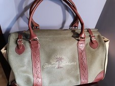 Bolsa para pernoite vintage original Tommy Bahama couro pebbled verde/castanho comprar usado  Enviando para Brazil