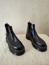 Usado, Botas femininas quad Dr Martens 2976 8 couro preto puxar Chelsea tornozelo sapatos comprar usado  Enviando para Brazil