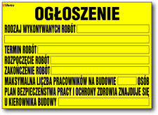 PLAN BIOZ Tablica budowlana ogłoszenie 70x50 LIBRES POLSKA SP  na sprzedaż  PL