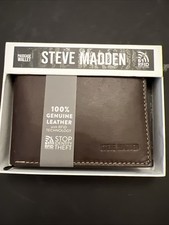 Carteira masculina de couro genuíno Steve Madden - marrom escuro tecnologia RFID comprar usado  Enviando para Brazil