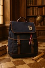 Usado, Mochila Tommy Hilfiger azul marinho estilo vintage com acabamento em couro – 18,5x14x4” comprar usado  Enviando para Brazil