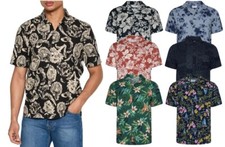 Camisa havaiana masculina ex antiga marinha manga curta férias de verão praia RRP £65 comprar usado  Enviando para Brazil