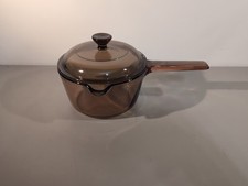 Bico de panela de vidro vintage Pyrex Corning Vision Ware âmbar 1L com tampa EUA, usado comprar usado  Enviando para Brazil