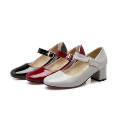 Sapatos femininos Mary Jane moda salto médio robusto sapatos de couro envernizado tamanho comprar usado  Enviando para Brazil