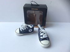 Sapatos de berço Converse First Star azul marinho de lona, tamanho: Reino Unido 2 / UE 18 - na caixa comprar usado  Enviando para Brazil