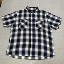 Camisa masculina DIXXON Deadeye xadrez azul S/S botão para cima mistura de bambu tamanho 3XL, usado comprar usado  Enviando para Brazil