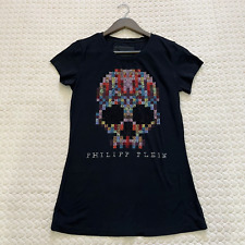 Philipp Plein Women's Short Sleeve Black Rhinestone T-Shirt Size M Cotton comprar usado  Enviando para Brazil