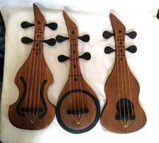 Três instrumentos musicais vintage com cordas feitos à mão? Placas de parede - decoração de parede de madeira  comprar usado  Enviando para Brazil