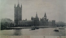 Cartão postal Londres Reino Unido início dos anos 1900 casas raras do Parlamento barcos Tâmisa  comprar usado  Enviando para Brazil