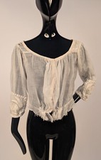 BLUSA DE MUSSELINA PURA EDUARDIANA ANTIGA COM PUNHOS BORDADOS RICOS, usado comprar usado  Enviando para Brazil