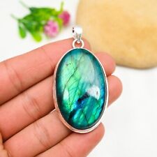 Pingente de pedra preciosa de labradorita flash azul prata esterlina 925 feito à mão joias comprar usado  Enviando para Brazil
