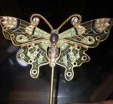 Usado, Brinco borboleta esmalte e strass display-ouro/verde/marinho comprar usado  Enviando para Brazil