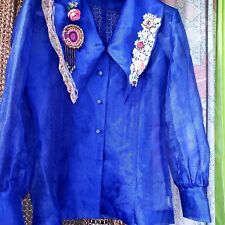 Blouse nylon bleue d'occasion  Breil-sur-Roya