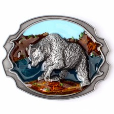 Fivela de cinto urso polar animal selvagem cowboy ocidental nativo americano (BER-01), usado comprar usado  Enviando para Brazil