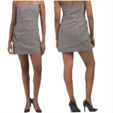 Usado, Mini vestido HOUSE OF HARLOW 1960 xadrez de lã sem alças S 4 6 preto vermelho anos 90 Y2K comprar usado  Enviando para Brazil