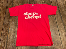 vintage RED ROOF INNS dormir barato! Camisa adulta M ponto único Velva Sheen EUA comprar usado  Enviando para Brazil