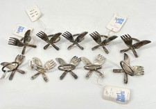 Pier 1 conjunto importado de 10 suportes de anel de guardanapo de metal placa de prata garfo e faca GZ20 comprar usado  Enviando para Brazil