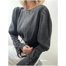 Usado, Blusa de malha Free People FP ONE Tasha manga com cadarço waffle térmica tamanho M cinza comprar usado  Enviando para Brazil
