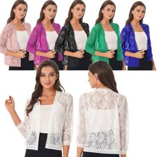 Floral Feminino De Renda, Manga Cardigã os ombros 3/4 Vestido De Festa Bolero Tops Capa UPS comprar usado  Enviando para Brazil