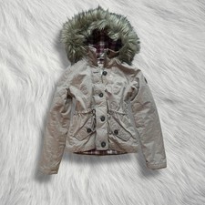 ✮ Jaqueta hollister com capuz de pele sintética bege Y2K tamanho XS ✮ comprar usado  Enviando para Brazil