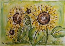 Sonnenblumen aquarell handgema gebraucht kaufen  Hettstadt