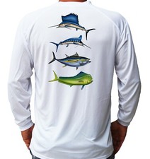 Camiseta Mahi Vela Peixe Atum Barco de Pesca Praia Manga Longa UPF 50 Proteção UV comprar usado  Enviando para Brazil