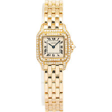 Relógio feminino Cartier Panthere ouro amarelo 18k fileira dupla diamante quartzo 22 mm comprar usado  Enviando para Brazil