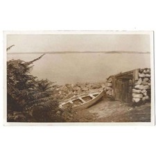 NEWQUAY Barco a remo fora da antiga cabana de tijolos, cartão postal RP, não usado comprar usado  Enviando para Brazil