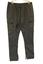 Calça cargo verde exército masculina 42 bolsos pesados elástico cordão zíper parte inferior comprar usado  Enviando para Brazil