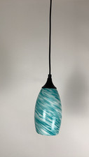 Luminária estilo Murano abajur pingente azul-petróleo e branco redemoinho arte vidro usado 10 x 4" comprar usado  Enviando para Brazil