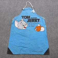 Avental vintage Tom e Jerry azul desenho animado estampa gráfica logotipo bolso cozinha retrô, usado comprar usado  Enviando para Brazil