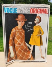 Vestido anos 60 VOGUE PARIS ORIGINAL Padrão de Costura PIERRE CARDIN #1802 CUT Tamanho 12 comprar usado  Enviando para Brazil